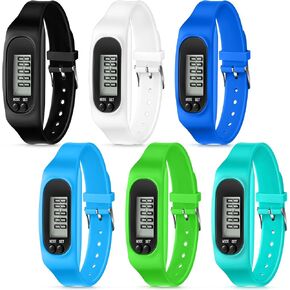 Geyoga Silicone Fitness Tracker Watch 6 Pcs Walking Running Pedometer Calorie Burning and Step Counting Bracelet Steps Pedometer Watch for Walking Men Women Kids