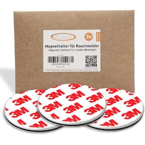 ECENCE 3pcs Magnetic Smoke Detector Mount Magnetic Adhesive Pads for Smoke Alarms Ø 50mm - Fast & Safe Mounting - No Drilling Or Screws - Fire Protection - Installation Tool