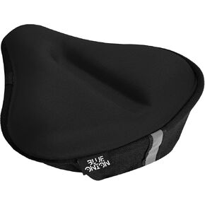 Blue Onion Gel Bike Seat Covers with Safety Reflector - The Most Comfortable Exercise Bike Seat Cushion Cover with Thicker Padding for Men & Women