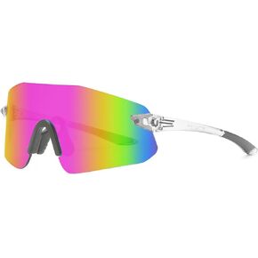 Cycling Sunglasses for Men Women, Sports 80s Glasses Wraparound Frameless Outdoor Baseball Running Mountain Bike