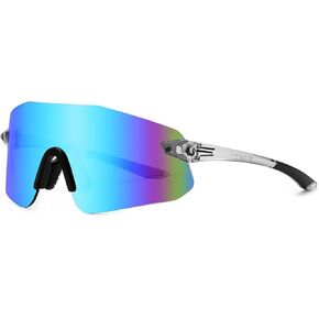 Cycling Sunglasses for Men Women, Sports 80s Glasses Wraparound Frameless Outdoor Baseball Running Mountain Bike