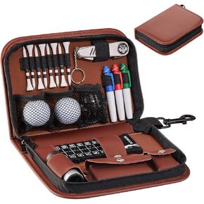 MAZEL Men Golf Accessories Set Including Golf Accessories Bag Case,Golf Balls,Golf Tees,Ball Clamp,Ball Marker & Ball Marking Stencil,Rangefinder,Brush,Multifunctional Divot Tool,Scorer