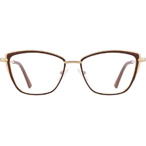 TIJN Stylish Cateye Metal Blue Light Blocking Glasses Lightweight Eyeglasses for Women Men(Ginevra)