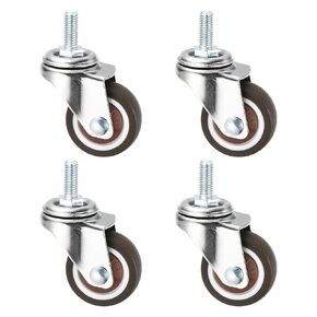 PATIKIL 1.5 Inch Stem Casters, 4 Pack Wire Shelf Caster Wheels Threaded Swivel Stem Wheels Wire Shelving for Rolling Cart Cart Wheels Furniture Replacement, Brown