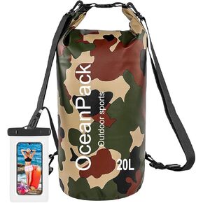 Waterproof Dry Bag 2L/5L/10L/20L/30L, Dry Sack for Kayaking Rafting Boating Beach Surfing Swimming, Camping, Hiking, Beach, Fishing Gray Backpack with Waterproof Phone Case