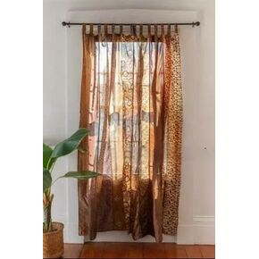 Balgopal India Vintage Old Sari Curtain Door Drape Window Decor Silk Saree Curtain 1 Pcs (Blue)