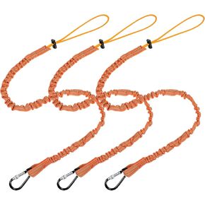 LEIFIDE 3 Pcs Tool Lanyard with Aluminum Screw Lock Buckle Retractable Bungee Cord 17.6lb 8kg Tough Adjustable Tool Tether Tool Harness Fall Protection Tether for Construction (Black)