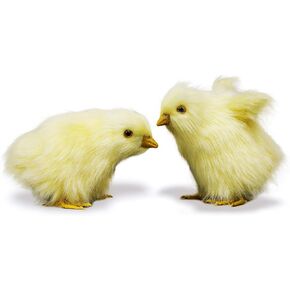 2pcs Realistic Little Chirping Baby Chicks Toys Plush Chicken Easter Decorations,Easter Gifts,Easter Photo Props (CK-Flying+Upright)
