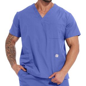 Scrub Tops for Men - V-Neck Scrubs with 3 Pocket Men's Overalls, for Nurse, Dentist, Vets, Team Workwear