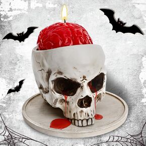 Skull Candle, Skull Candle Holder- Gothic Candle Skull Bleeding Candle - Gothic Decor- Halloween Candles Skull Decor, Skull Decorations for Gothic/Weird/Spooky/Creepy, White