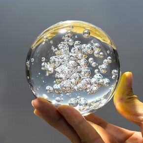 Crystal Ball Glass Globe Decor - Crystal Sphere with Stand & Gift Box, Clear Decorative Crystal Globe, 3D Crystal Ball for Home Decor Photography, Gazing Divination Fengshui Meditation, 2 inch/50mm