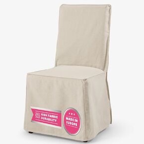 غطاء كرسي Bemz Henriksdal مع تنورة - بديل لأغطية كرسي الطعام IKEA Henriksdal - غطاء منزلق مخصص أنيق طويل الظهر غطاء كرسي الطعام منزلق، طبيعي