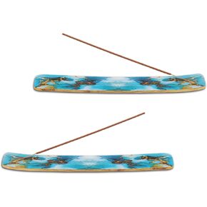 Eleet Wooden Incense Holder Burner Holder, Modern Incense Ash Catcher or Incense Stick Holder for Home Décor, 10-inch Long for Home Décor, Mango Wood (Multi Feather Dark)
