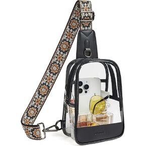 Shrrie Clear Bag Stadium Approved Clear Crossbody Sling Bag for Women Men Stadium Events Clear Purses for Concert Sports