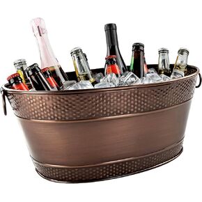 BREKX Stainless Steel Beverage Tub for Parties, Long-Lasting, Sealed to be Leak-Resistant & Rust-Proof with Handles - 15 Quarts (4 Gallon Bucket) - 18" x 13.5" x 7.5" Oval