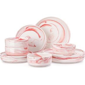MALACASA Plates and Bowls Sets, 12 Pieces Porcelain Dinnerware Sets Dishware Sets Chip Resistant Ceramic Dish Set Dining Dinner Ware Service for 4, White, Series LUNA