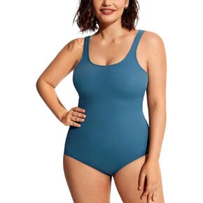DELIMIRA Women's Plus Size Swimsuit One Piece Bathing Suit Backless Basic Modest Swimwear