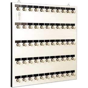 Key Rack, Key Holder # 55MCN, Extra Space 55 Bolted Metal Hooks with 'Customize Nameplate', (60 Sets of Tag & Ring Included) - Made in USA