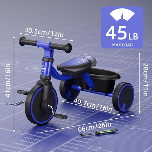 XJD Kids Tricycles for 1 to 3 Years Old, Toddler Tricycle Kids Trikes Tricycle for 2-3 Year Olds, Toddler Bike with PU Wheels, Adjustable Seat, Storage Basket, present Toys for Boy & Girl (Pink) in Saudi Arabia