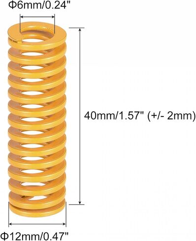 uxcell 3D Printer Die Spring, 18mm OD 20mm Long 5pcs Spiral Stamping Light Load Compression Mould Die Springs for 3D Printer Electric Part, Yellow in Saudi Arabia