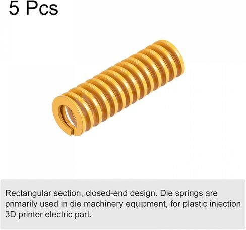 uxcell 3D Printer Die Spring, 18mm OD 20mm Long 5pcs Spiral Stamping Light Load Compression Mould Die Springs for 3D Printer Electric Part, Yellow in Saudi Arabia