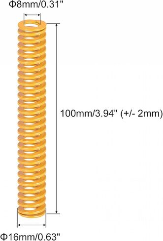 uxcell 3D Printer Die Spring, 18mm OD 20mm Long 5pcs Spiral Stamping Light Load Compression Mould Die Springs for 3D Printer Electric Part, Yellow in Saudi Arabia