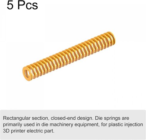 uxcell 3D Printer Die Spring, 18mm OD 20mm Long 5pcs Spiral Stamping Light Load Compression Mould Die Springs for 3D Printer Electric Part, Yellow in Saudi Arabia