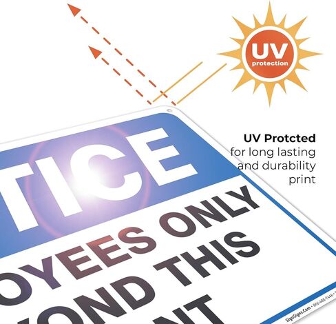 Notice Employees Only Beyond This Point Sign, 10x7 Inches, Rust Free .040 Aluminum, Fade Resistant, Made in USA by Sigo Signs in Saudi Arabia