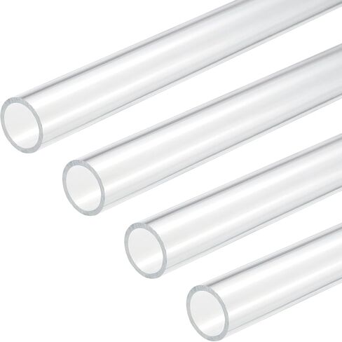 DMiotech 4pcs 11mm x 15mm(0.4" x 0.6") Clear Acrylic Pipe Rigid Plastic Tubing 10" for Aquarium Water Pipe, Water Cooling System, Plumbing in Saudi Arabia