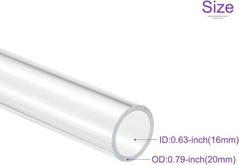 DMiotech 4pcs 11mm x 15mm(0.4" x 0.6") Clear Acrylic Pipe Rigid Plastic Tubing 10" for Aquarium Water Pipe, Water Cooling System, Plumbing in Saudi Arabia