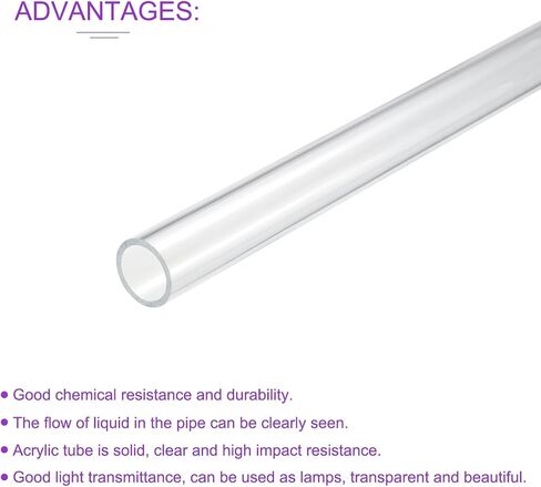 DMiotech 4pcs 11mm x 15mm(0.4" x 0.6") Clear Acrylic Pipe Rigid Plastic Tubing 10" for Aquarium Water Pipe, Water Cooling System, Plumbing in Saudi Arabia
