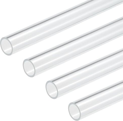 DMiotech 4pcs 11mm x 15mm(0.4" x 0.6") Clear Acrylic Pipe Rigid Plastic Tubing 10" for Aquarium Water Pipe, Water Cooling System, Plumbing in Saudi Arabia