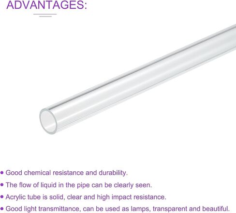 DMiotech 4pcs 11mm x 15mm(0.4" x 0.6") Clear Acrylic Pipe Rigid Plastic Tubing 10" for Aquarium Water Pipe, Water Cooling System, Plumbing in Saudi Arabia