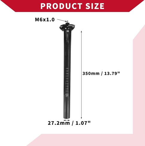 Bicycle Seat Post / Outer Bike Seatpost Bicycle Seat Tube for Bicycle / Durable Carbon Fiber / 1 Pcs 3K Gloss Black in Saudi Arabia