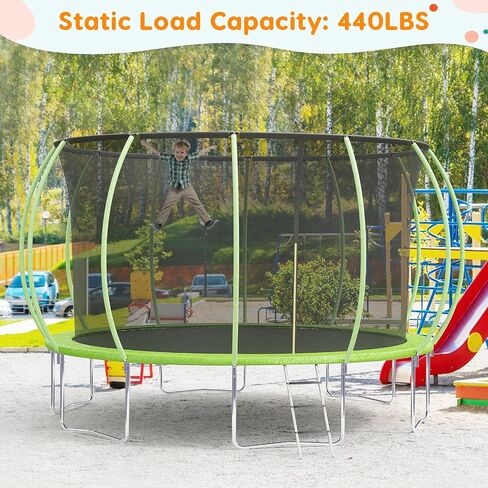 Trampoline 10FT 12FT 14FT 16FT, Trampolines for Kids & Adults, Trampoline with Enclosure, Ladder, Recreational Trampolines for Outdoor Jump, ASTM Approved in Saudi Arabia
