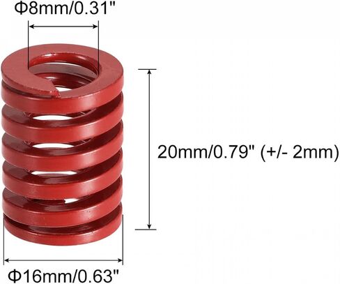 uxcell 3D Printer Die Spring, 5pcs 18mm OD 20mm Long Spiral Stamping Medium Load Compression Mould Die Springs for 3D Printer Electric Part, Red in Saudi Arabia