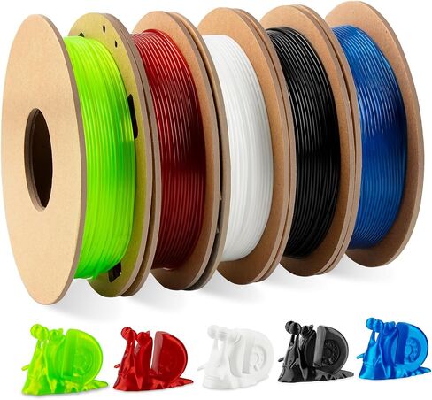 TPU Filament 1.75mm Bundle, TINMORRY 3D Printer Filament Bundle, 200g x 5 spools, Transparent + Transparent Orange + Transparent Yellow + Transparent Violet + Transparent Emerald Green in Saudi Arabia