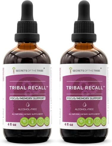 Tribal Recall Alcohol-FREE Extract, High-Potency Herbal Drops, Tincture made from Gotu Kola, Eleuthero Siberian Ginseng, Rosemary, Ashwagandha, Lemon Balm, Ginkgo Biloba. Focus/Memory Support 4 oz in Saudi Arabia