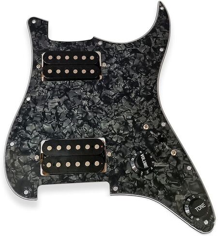 Prewired Strat Pickguard HH with Ceramic Double Colis Humbucker Pickups Fit Strat Guitar Part White Pearl in Saudi Arabia