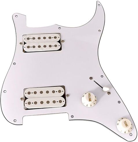 Prewired Strat Pickguard HH with Ceramic Double Colis Humbucker Pickups Fit Strat Guitar Part White Pearl in Saudi Arabia