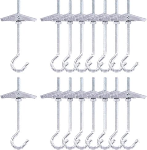 32Pcs M5×75 Heavy Duty Carbon Steel Ceiling Hooks Spring Toggle Wing Bolts Wall Fixing Ceiling Hooks Pothook Wall Fixing Anchors Ceiling for Hanging Plants in Saudi Arabia