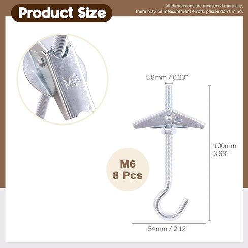 32Pcs M5×75 Heavy Duty Carbon Steel Ceiling Hooks Spring Toggle Wing Bolts Wall Fixing Ceiling Hooks Pothook Wall Fixing Anchors Ceiling for Hanging Plants in Kuwait