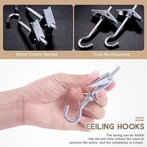 32Pcs M5×75 Heavy Duty Carbon Steel Ceiling Hooks Spring Toggle Wing Bolts Wall Fixing Ceiling Hooks Pothook Wall Fixing Anchors Ceiling for Hanging Plants in Kuwait