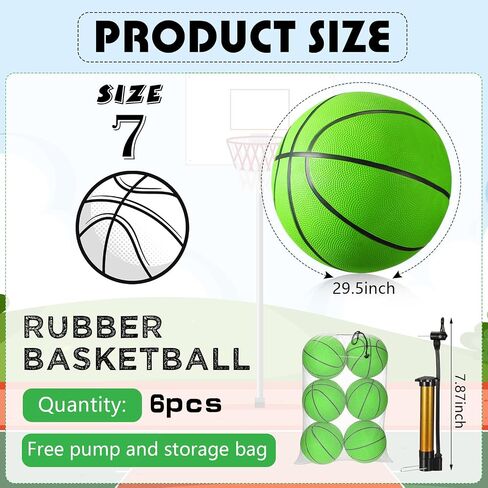 Leyndo 6 Pcs Basketballs Bulk Size 7, Rubber Basketballs for Teens 29.5'' Basketball Outdoor Indoor Adult Youth Official Basket Ball with Pump Set for Basketball Games Training in Saudi Arabia