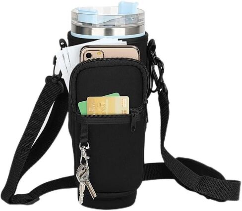 Water Bottle Carrier Bag for Stanley Cup, Water Bottle Sling Fit Stanley Tumbler 40oz, Water Bottle Pouch with Adjustable Shoulder Strap | Walking Cycling Hiking Camping (BEIGE) in Saudi Arabia