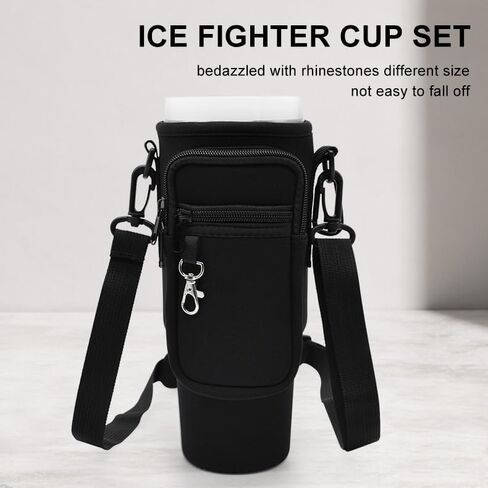 Water Bottle Carrier Bag for Stanley Cup, Water Bottle Sling Fit Stanley Tumbler 40oz, Water Bottle Pouch with Adjustable Shoulder Strap | Walking Cycling Hiking Camping (BEIGE) in Saudi Arabia