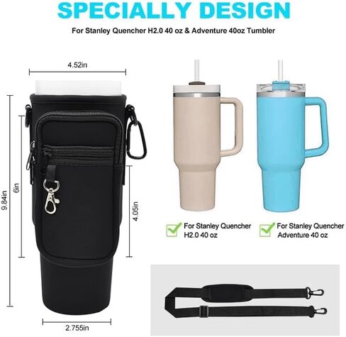Water Bottle Carrier Bag for Stanley Cup, Water Bottle Sling Fit Stanley Tumbler 40oz, Water Bottle Pouch with Adjustable Shoulder Strap | Walking Cycling Hiking Camping (BEIGE) in Saudi Arabia