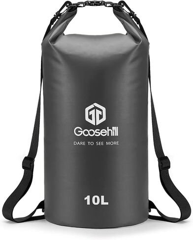 Goosehill Waterproof Bag 5L 10L 20L with Durable Plato 500D PVC Material, Floating Roll Top Dry Bag for Beach/Paddleboarding/Kayaking/Boating/Swimming/Fishing, 2 STRAPS in Saudi Arabia