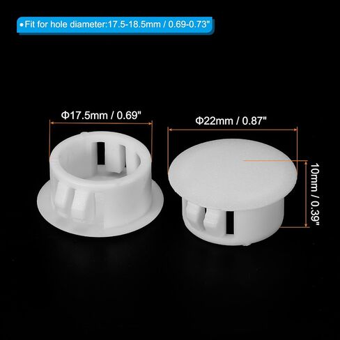 PATIKIL 6mm (1/4") Plastic Hole Plugs, 60Pcs Flush Type Round Hole Plugs Cover Snap in Locking Hole Tube for Table Kitchen Cabinet Furniture, Black in Saudi Arabia