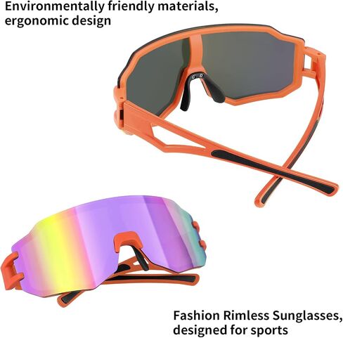 FEISEDY Sports Cycling Glasses Men Fashion Mirrored Bicycle Sunglasses One Piece Rimless Lens B2867 in Saudi Arabia